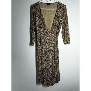 BCBG Maxazria Bohemian Cheetah Print Wrap Dress Size M